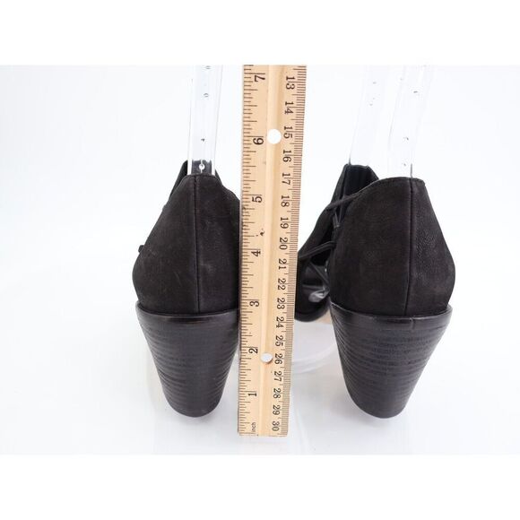 Eileen Fisher Womens Nikki Booties Peep Toe Block Heel Tumbled Leather Black 8 - Picture 6 of 12